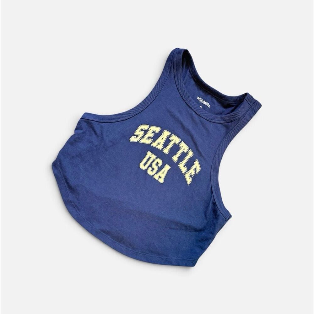 Seattle Washington Wild Fable Tank Top Crop Blue Navy Graphic Medium